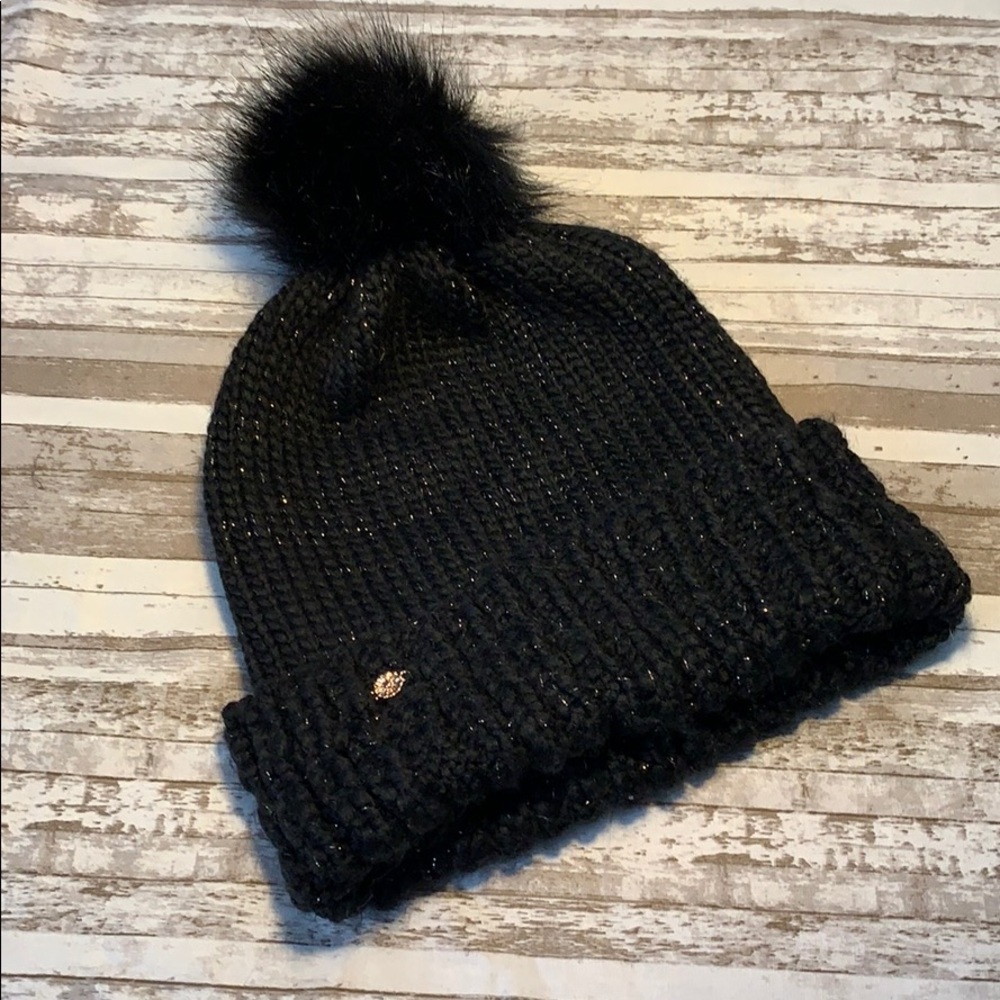 Lauren Conrad Black/Silver Faux Fur Beanie